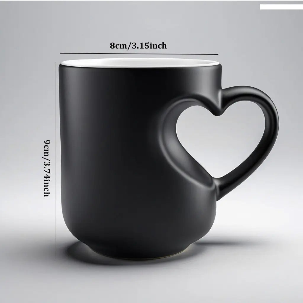Personalized Heat-Changing Ceramic Mug, 11 oz Color-Changing Coffee Cup with A-Z Initial Letter & Heart-Shaped Handle, Custom Gift