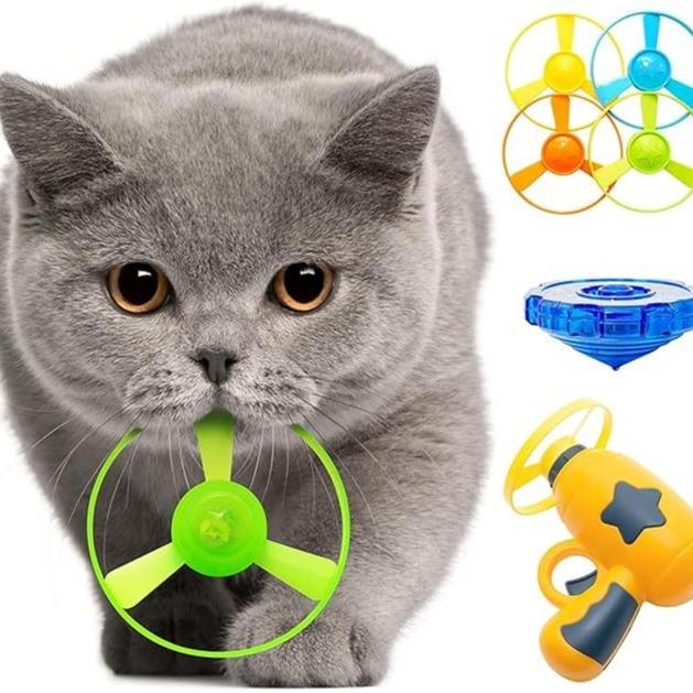 Pet Flying Disc Launcher Set | Interactive Fetch & Chase Toy for Cats & Dogs