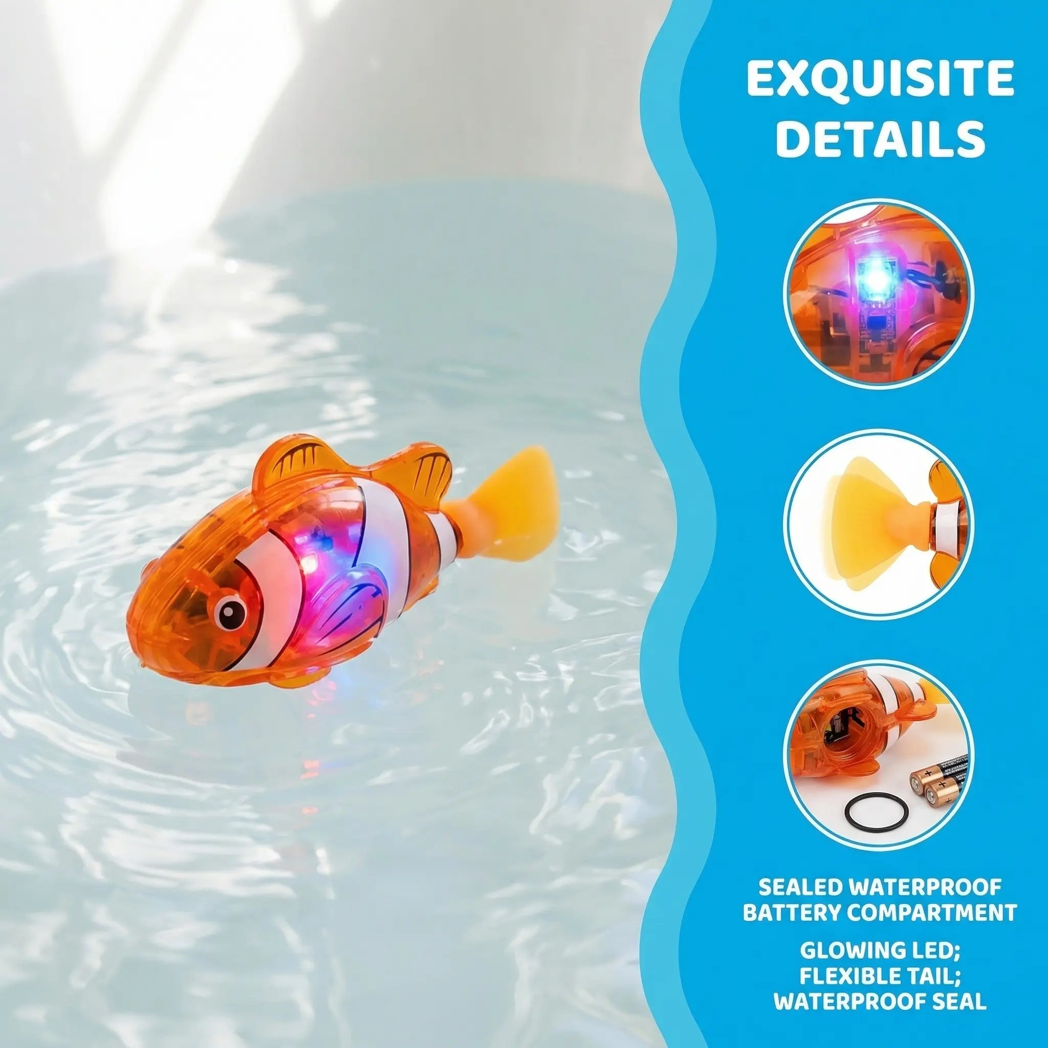 4-Pack LED Swimming Robot Fish Bath Toys for Toddlers