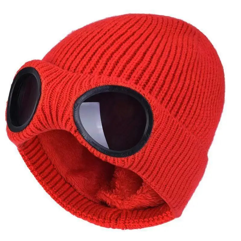 Unisex Solid Color Goggle Lens Design Beanie Hat - Casual Soft Comfortable Beanie for Fall & Winter, Fashion Accessories for Both Men & Women, Machine Washable Style Trendy SpringStatements Headwear tiktokshopspringglowup
