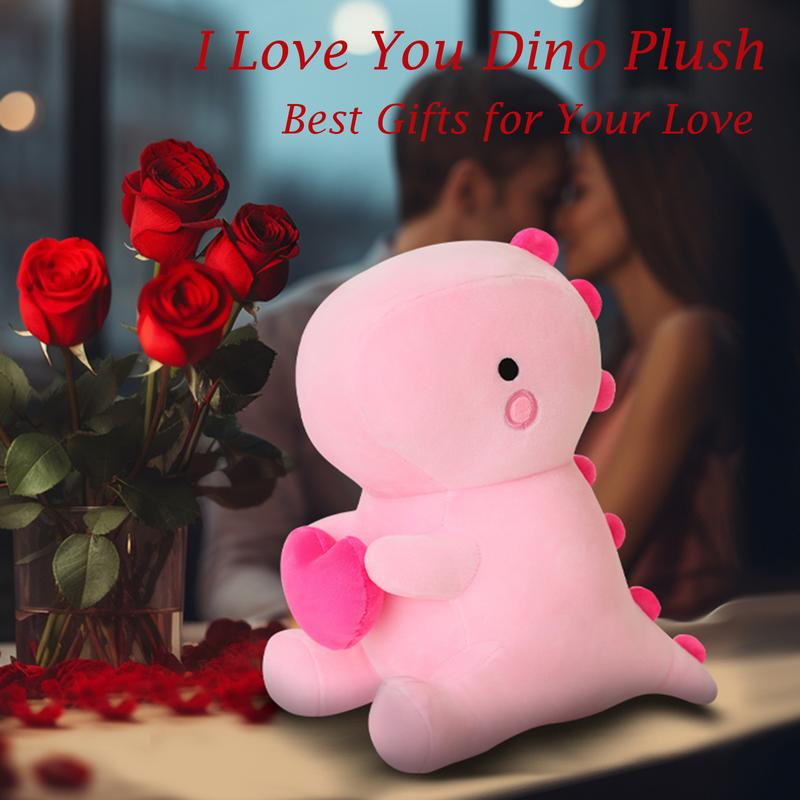 SQEQE Dinosaur Stuffed Animal, Loving Soft Dino Plush Toys with Holding Heart, Sweet Romantic Anniversary Birthday Gift for Her,Valentine's Day gift