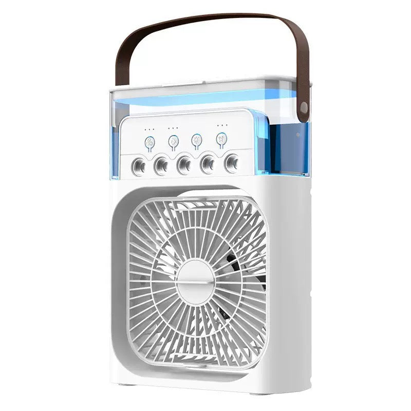 Portable Air Cooler Fan with Water Tank & USB Power - Mini Personal Evaporative Cooler with 3 Speeds, Mist Humidifier, LED Light, Quiet Cooling for Home, Office, Bedroom