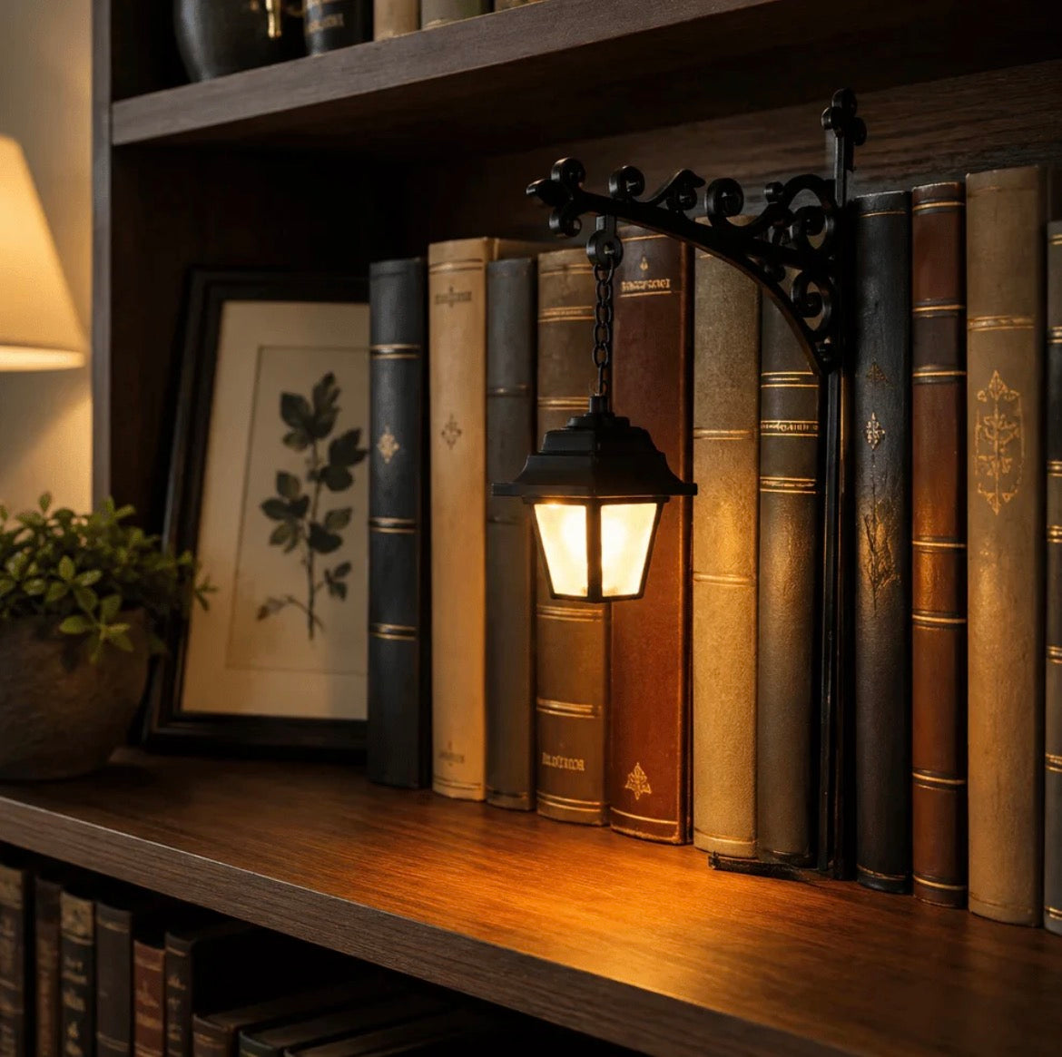 Library Lantern - Mini Bookshelf Lamp, 2026 New Library Lights for Bookcase, Warm and White Nightlight Book Shelf Light, Vintage Wooden Table Desk Luminaires Gift for Book Lovers Home Decor