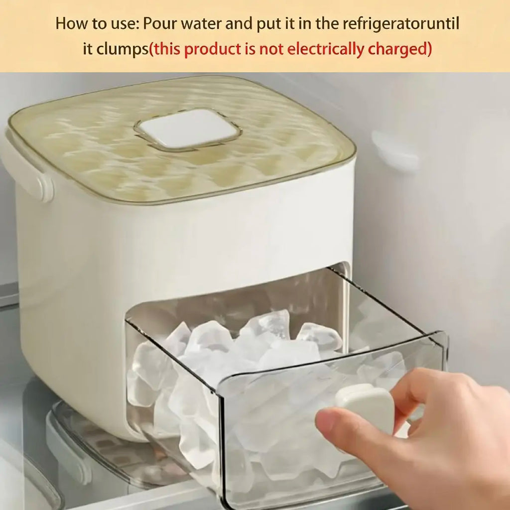 48-Cube Double-Deck Ice Maker with Easy-Press Lid & Storage Bin