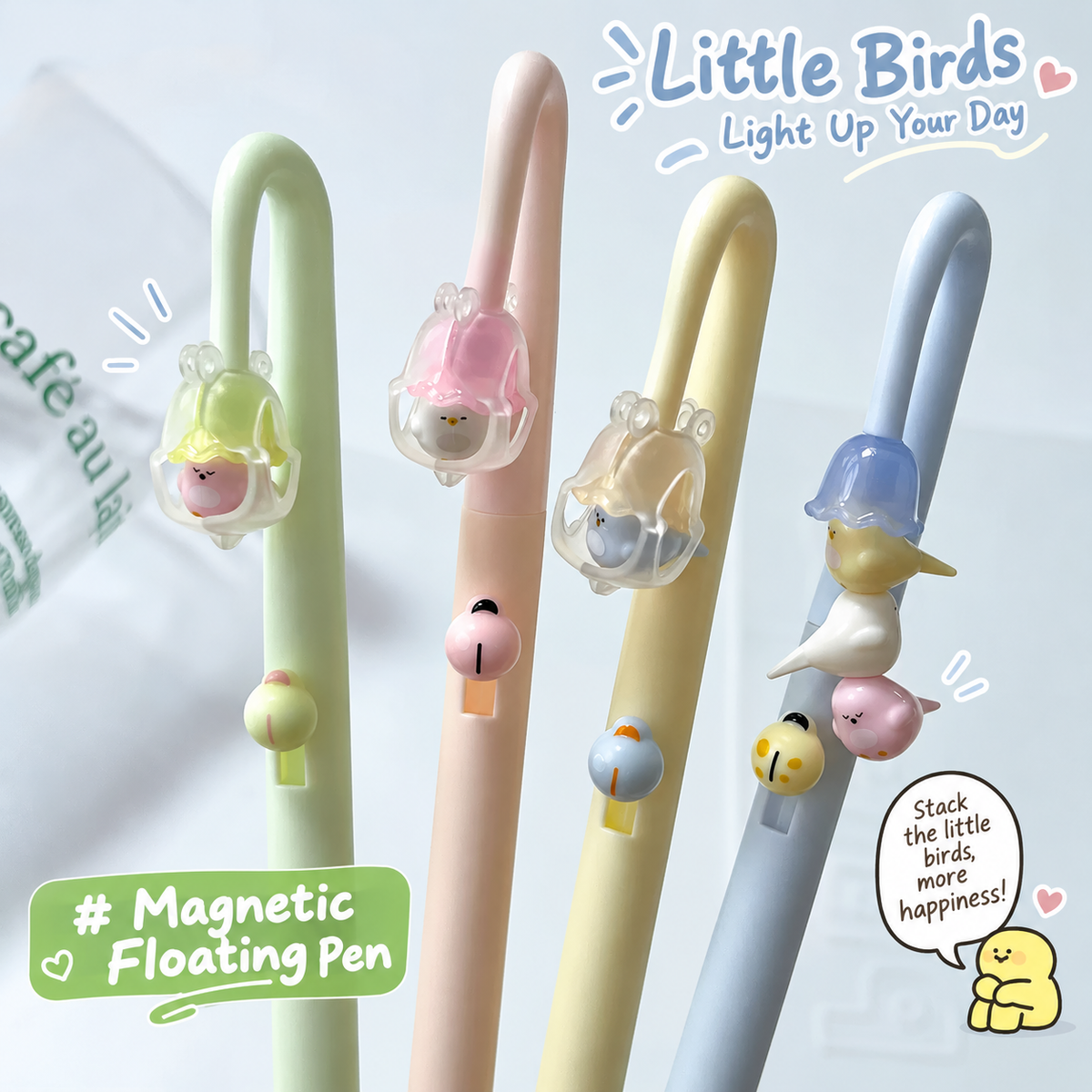 7-Style Interactive Pen Set, Cute Multi-Color Novelty Pens with Wings, Birds, Peacock, Magnetic & Transforming Designs for School, Office, Journaling & Gifts