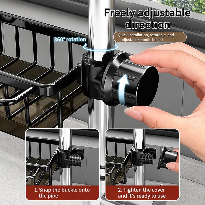 Faucet-Mount Sink Organizer Rack – Drip Tray & Sponge Holder
