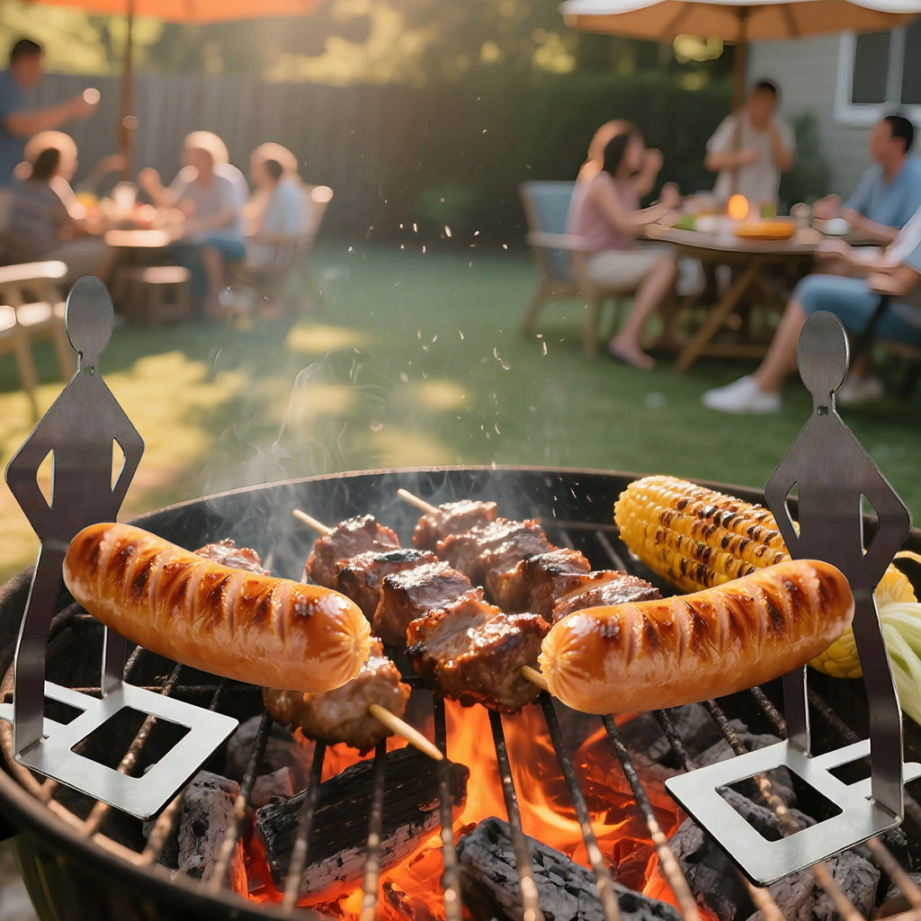 2PCS Funny Man Hot Dog Roaster: Portable Stainless Steel BBQ Rack
