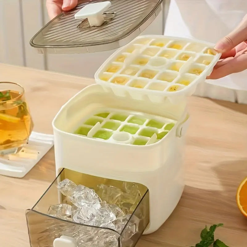 48-Cube Double-Deck Ice Maker with Easy-Press Lid & Storage Bin