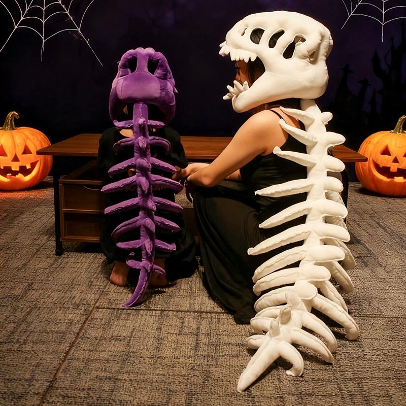 Dinosaur Skeleton Headgear Pillow, 4 Color Options Available, Unisex Cushion, Perfect for Party Cosplay and Sofa Lounging