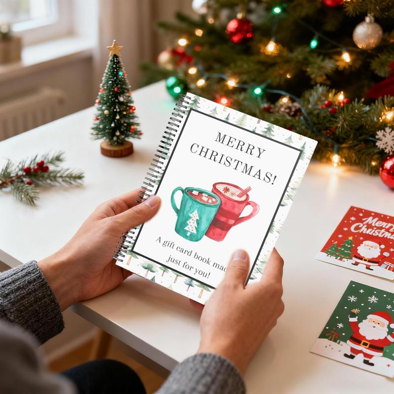 Colorful Spiral Bound Christmas Card Booklet - Surprises on Every Page, DIY Personalized Gift for Family, Collectible Xmas Greeting Card Book