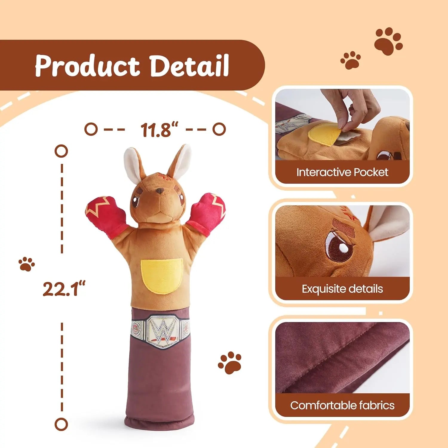 PURETOY 22" Kangaroo Catnip Wrestling Toy