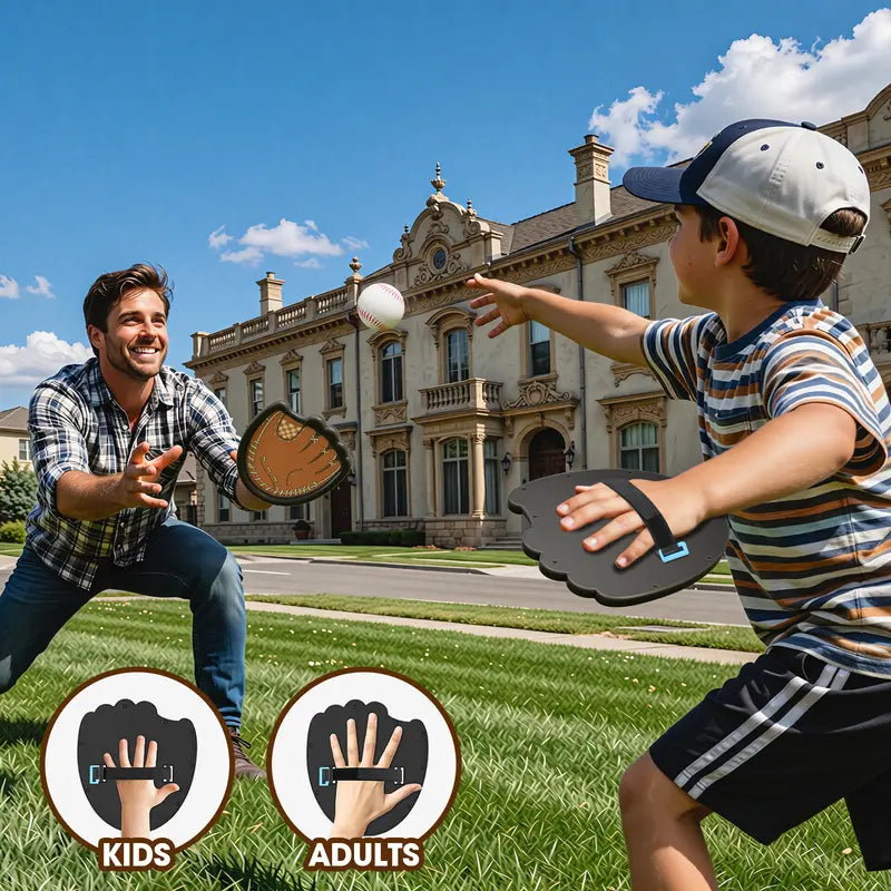Velcro Ball and Catch Ball Set, Outdoor Games for Kids, Baseball & Football Glove, Beach Yard Camping Toys  (2 Paddles & 3 Balls) Family Backyard Games Summervibes
