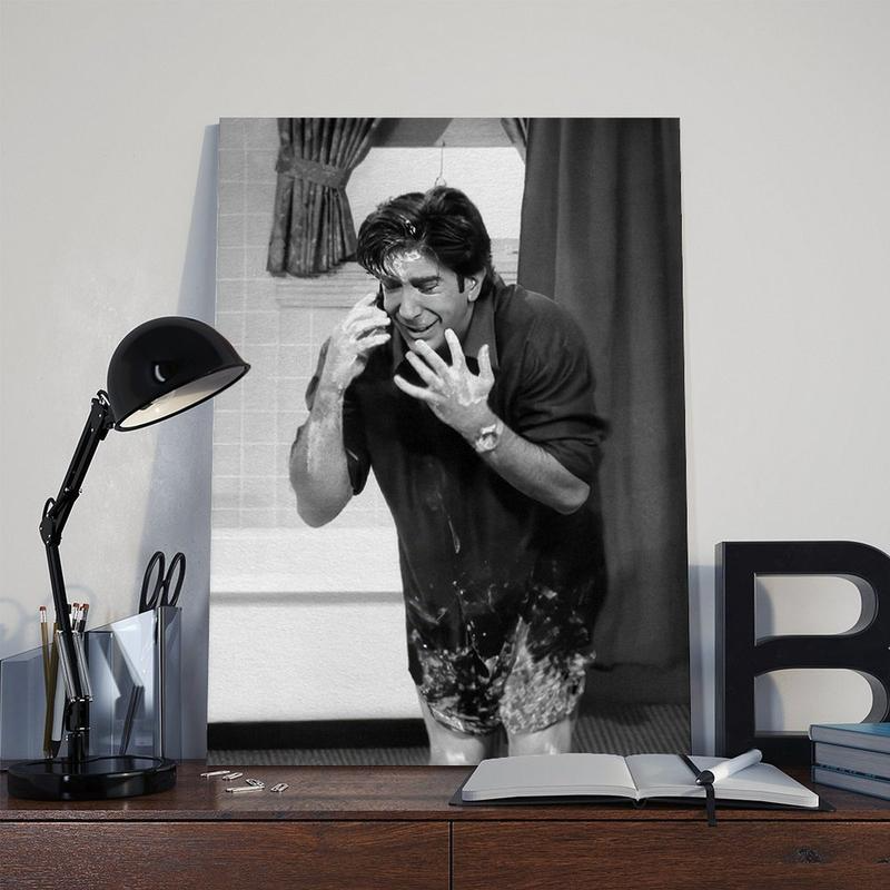 Funny Bathroom Wall Art Friends TV Show Comedy Print for Restroom Decor, Ross Geller Humorous Black White Wall Art Men Toilet Room