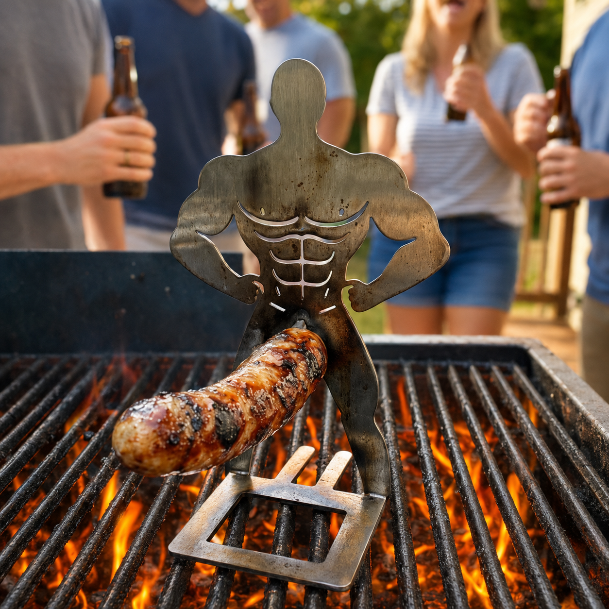 2PCS Funny Man Hot Dog Roaster: Portable Stainless Steel BBQ Rack