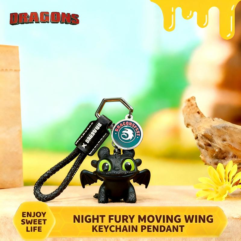 DIYCOM How to Train Your Dragon Night Fury Dragon Keychain Glow in the Dark Mini Dragon Pendant with Moving Wings Trendy Bag Charm Car Ornament Keychain Gift Christmas Gift Birthday Peripheral