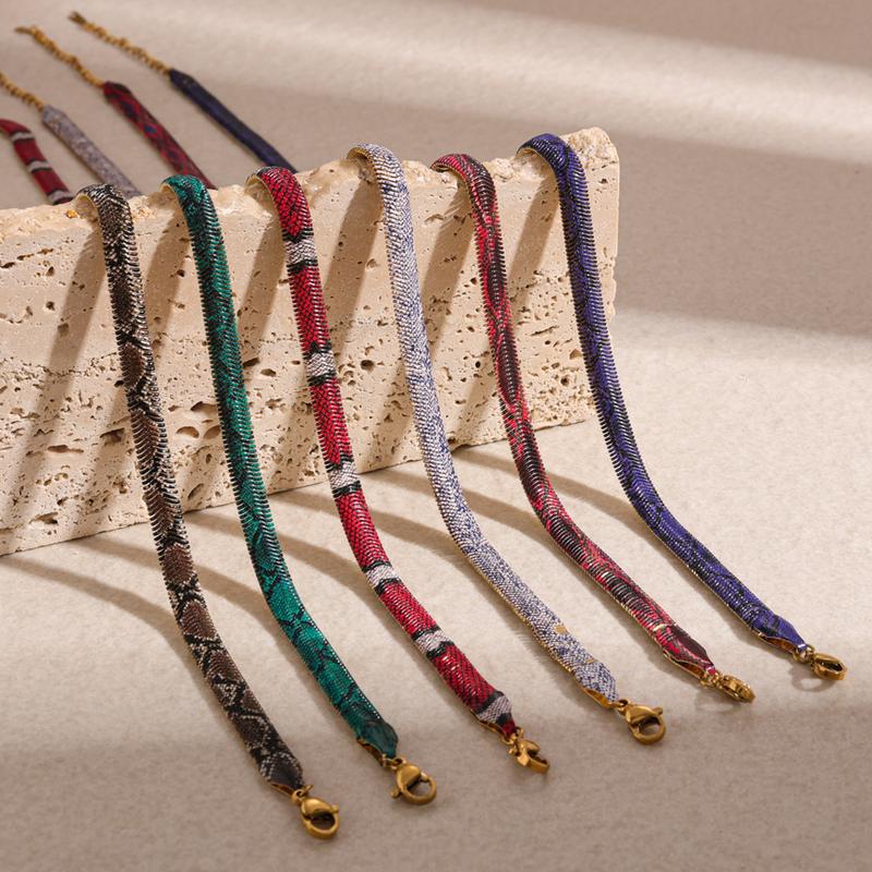 Snake Print Metal Statement Necklace for Women