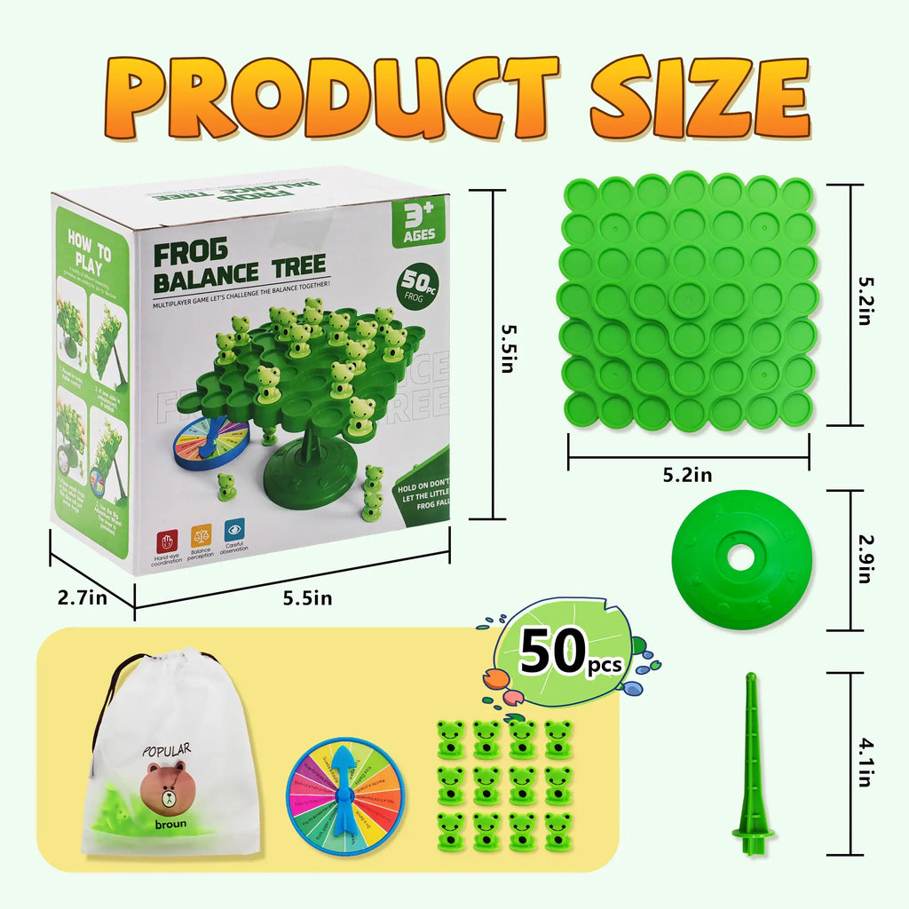 Frog Balance Challenge Board Game (52pc Set) - Educational STEM Toy for Kids
