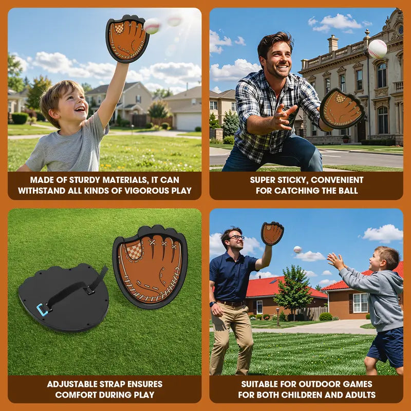 Velcro Ball and Catch Ball Set, Outdoor Games for Kids, Baseball & Football Glove, Beach Yard Camping Toys  (2 Paddles & 3 Balls) Family Backyard Games Summervibes