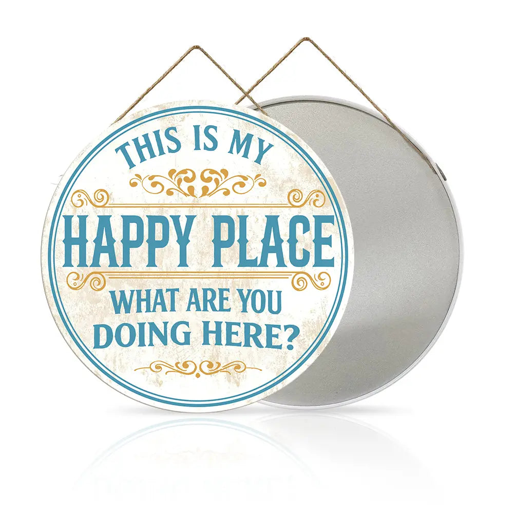 “Welcome to My Happy Place” Metal Sign - Multicolor Wall Art for Home & Office, Perfect Mother's Day Gift (8"/12")