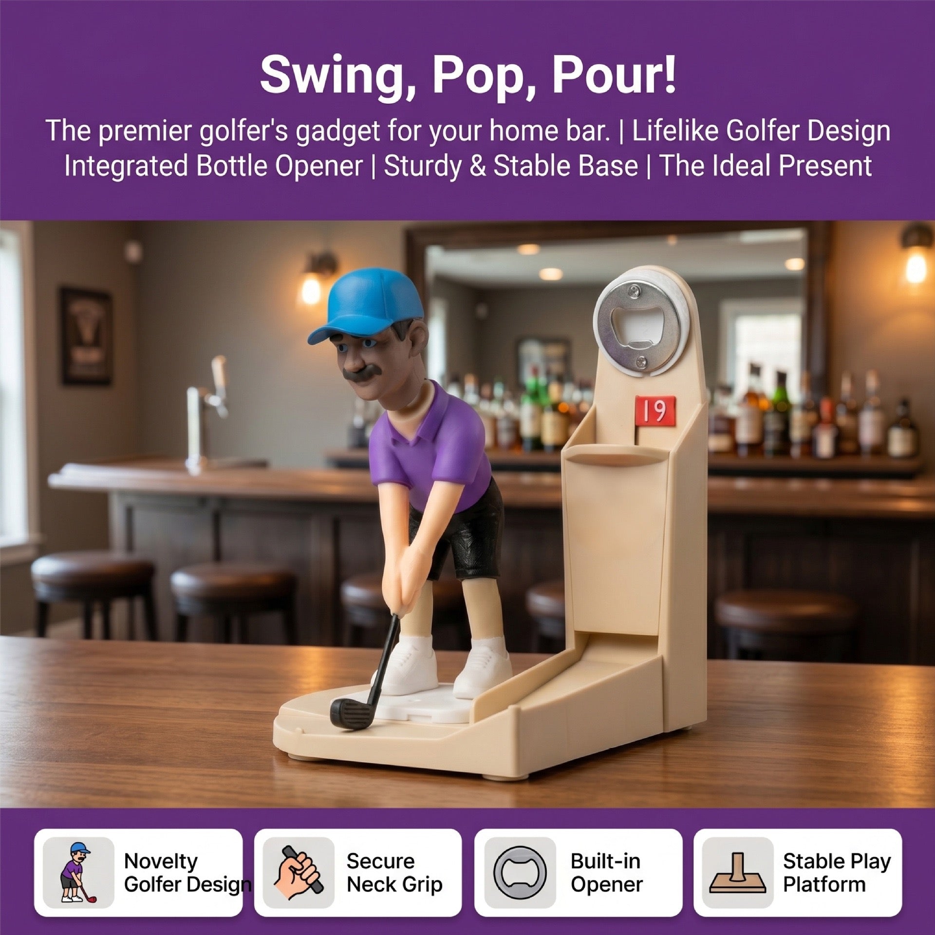 Mini Golf Bottle Opener Game, Novelty Beer Cap Launcher, Funny Gift for Golf Lovers