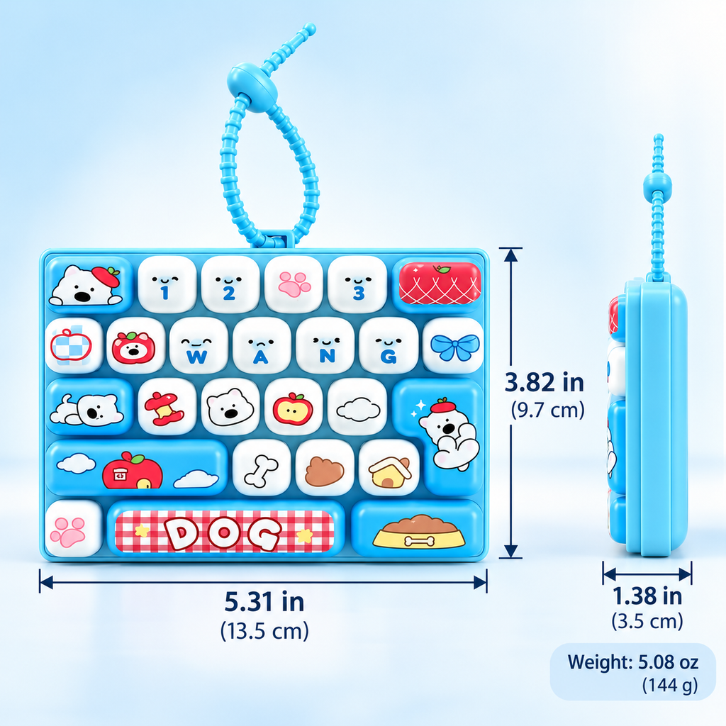 26-Key Mini Keyboard Keychain, Cute Pressable Fidget Toy with Portable Loop, Sensory Finger Toy & Backpack Accessory for Teens, Adults, Gifts & Travel