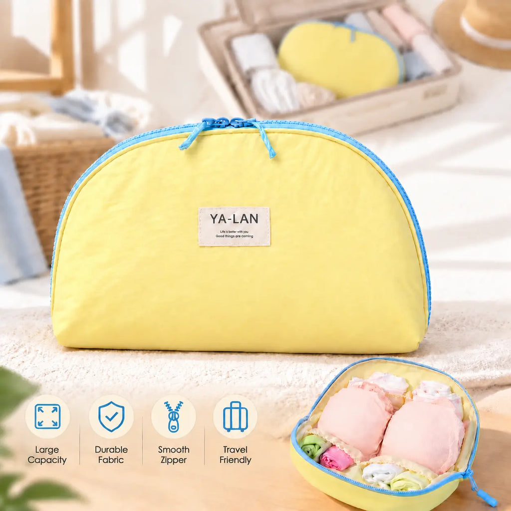 3-in-1 Travel Lingerie Organizer Bag, Shell-Shaped Bra Panties & Socks Storage Pouch, Water-Resistant Portable Underwear Case for Trips & Travel