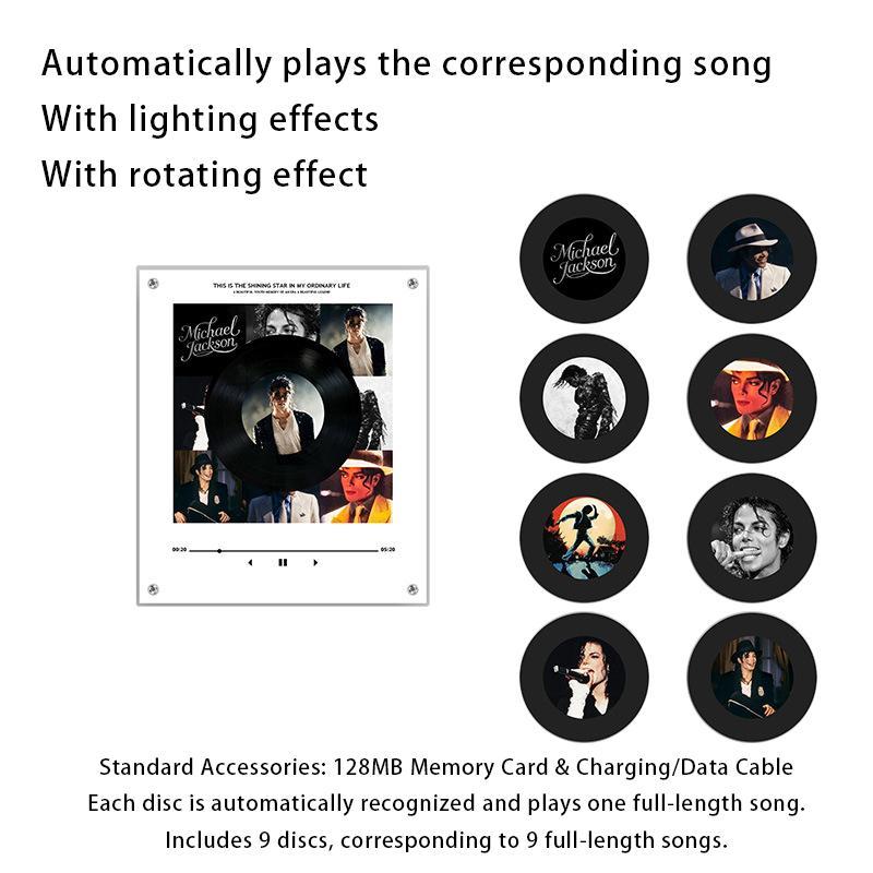 【Christmas Gift】Magnetic NFC Music Player with 9 Mini Vinyl Discs, Add Your Own Songs, Rotating Record Player with Light Effect, Unique Music Gift & Christmas Fridge Decor