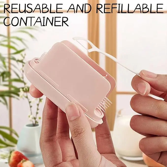 Portable Pop-Up Toothpick Dispenser - Travel-Sized Refillable Storage Case