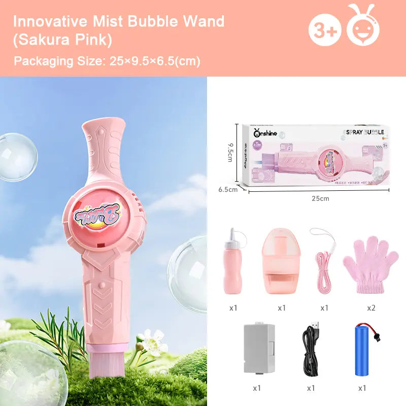 Mist Bubble Machine for Kids – Elastic Bubble Fog Wand, Smoke Bubble Sword, Interactive STEM Toy with Lights & Music, Parent-Child Fun, Outdoor Summer Play, Birthday Gift for Boys & Girls