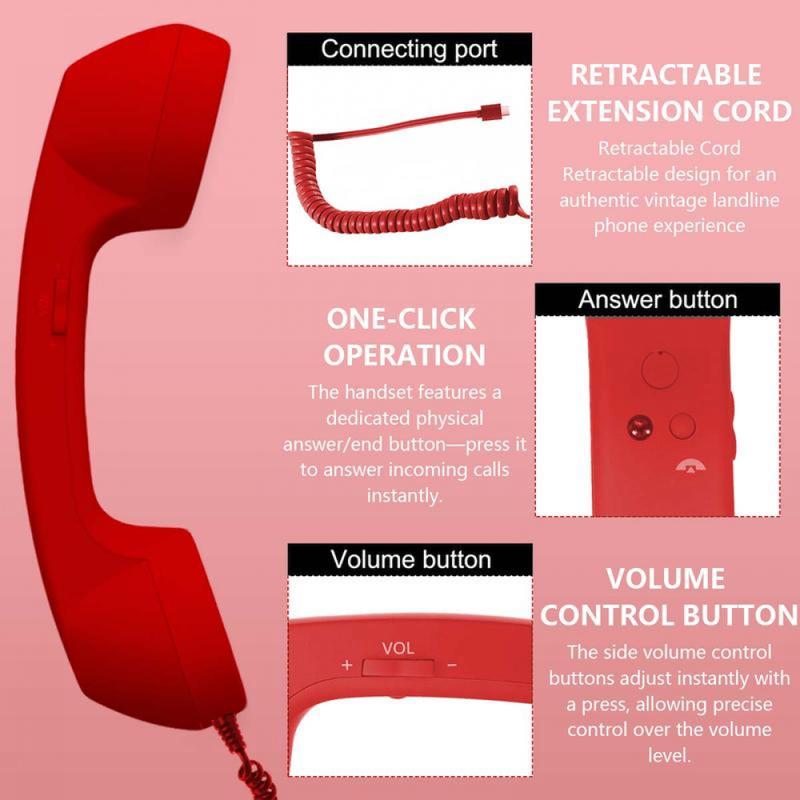 Retro Choice-Bluetooth Phone Handset, Wireless/Wired & USB Mobile Phone Receiver for Comfortable Calls, Type-C Port, Perfect for Halloween, Christmas & Part, excellent sound quality,headphone earphones noise reduction, Cyber Monday Black Friday