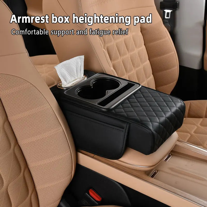 4-in-1 Car Armrest Organizer & Mat with Cup and Phone Holder