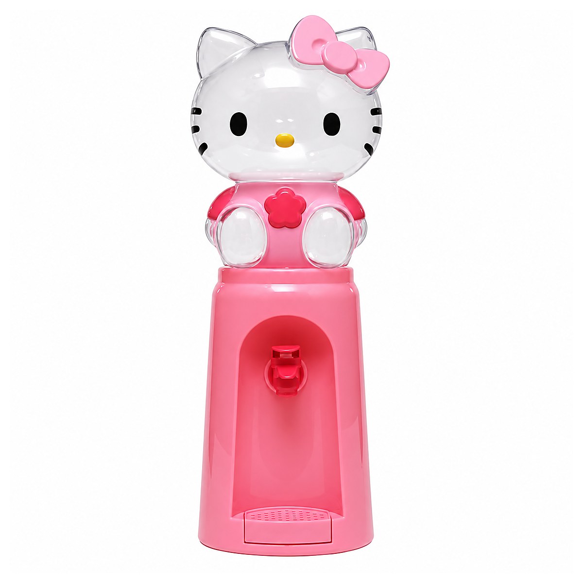 Cute Pink Cat Mini Water Dispenser, 2L Character Drink Dispenser with Push Lever & Removable Drip Tray for Kids, Bedroom, Dorm & Office