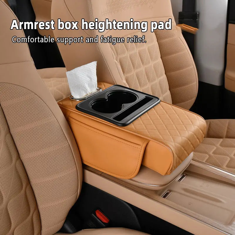4-in-1 Car Armrest Organizer & Mat with Cup and Phone Holder