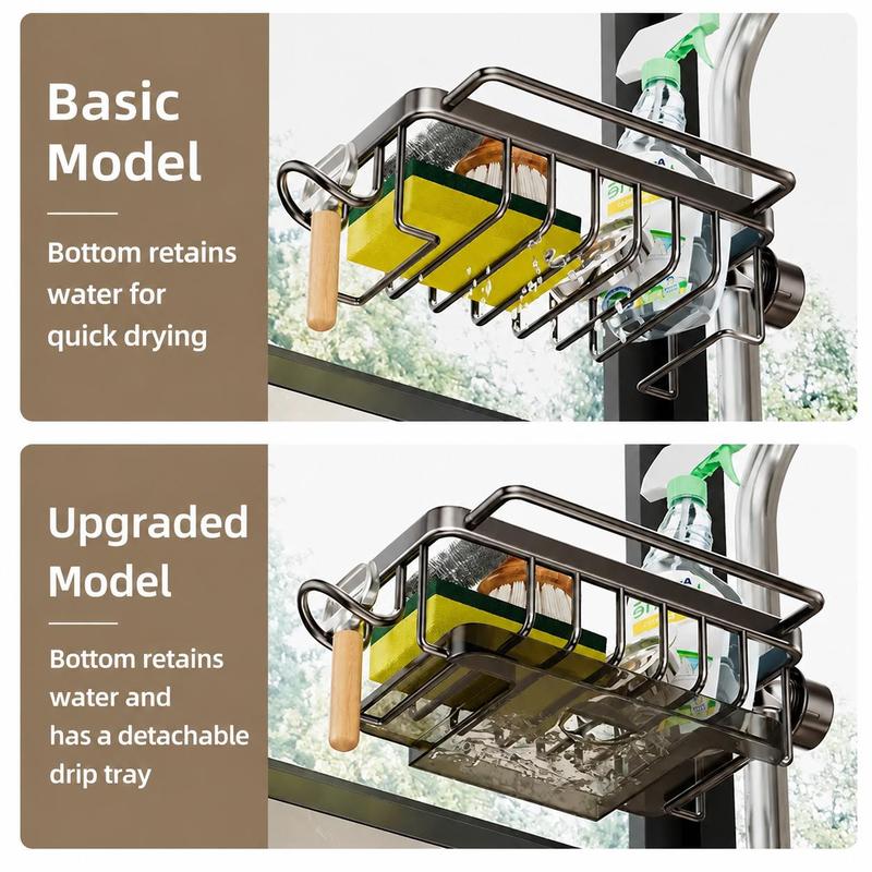 Faucet-Mount Sink Organizer Rack – Drip Tray & Sponge Holder