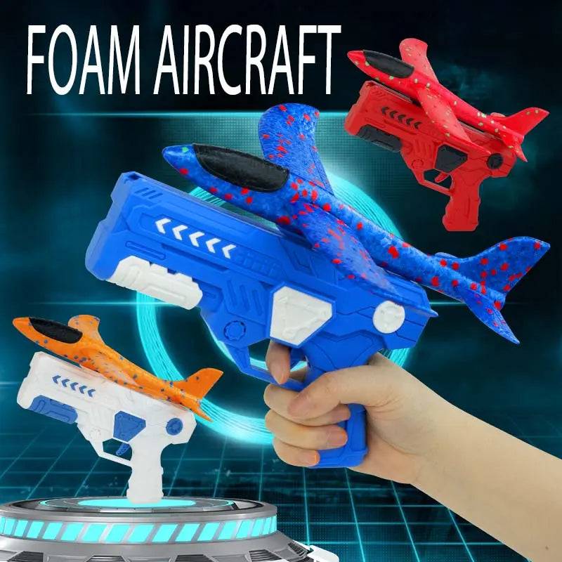 Foam Glider Airplane Launcher Toy for Kids 9.45-inch Airplane with 2 Flight Modes