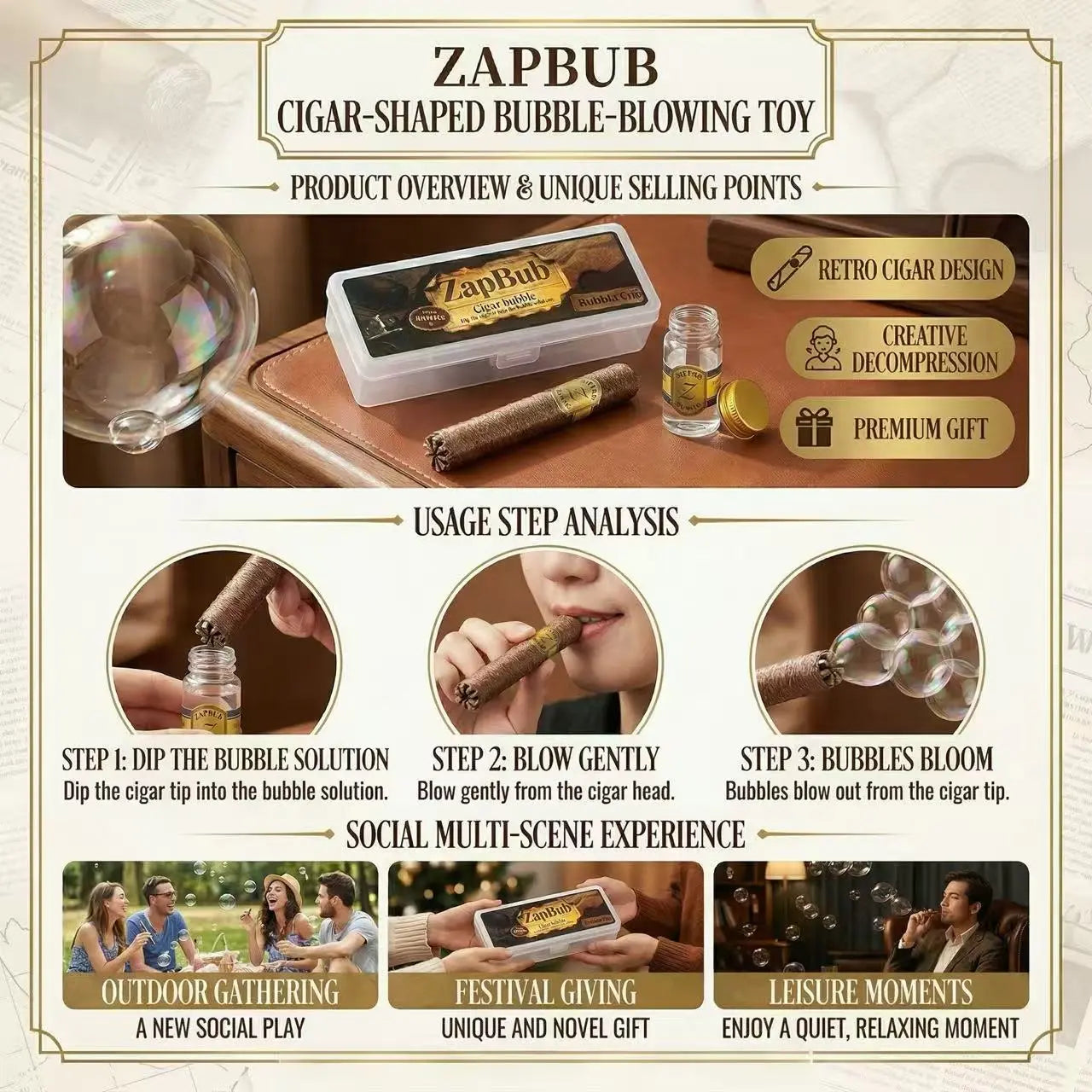 Cigar Shape Bubble Maker - Fun Prank Gift for Adults
