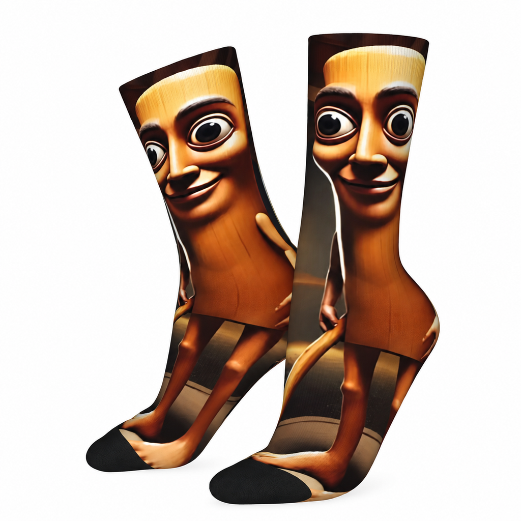 Tung Tung Tung Sahur Meme Socks, Funny Brainrot Novelty Crew Socks, Stretch Hip-Hop Print Socks, 1 Pair or 3 Pairs, Funny Christmas Gift