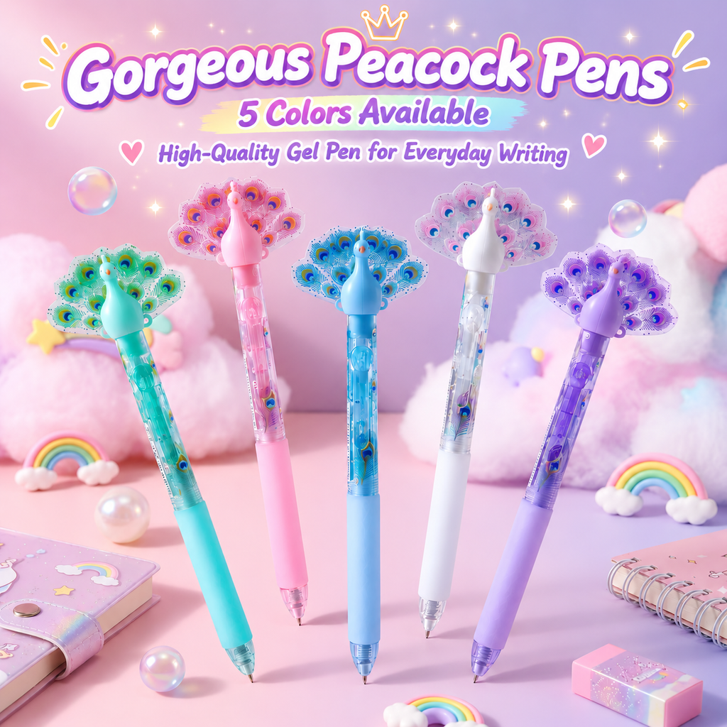 7-Style Interactive Pen Set, Cute Multi-Color Novelty Pens with Wings, Birds, Peacock, Magnetic & Transforming Designs for School, Office, Journaling & Gifts