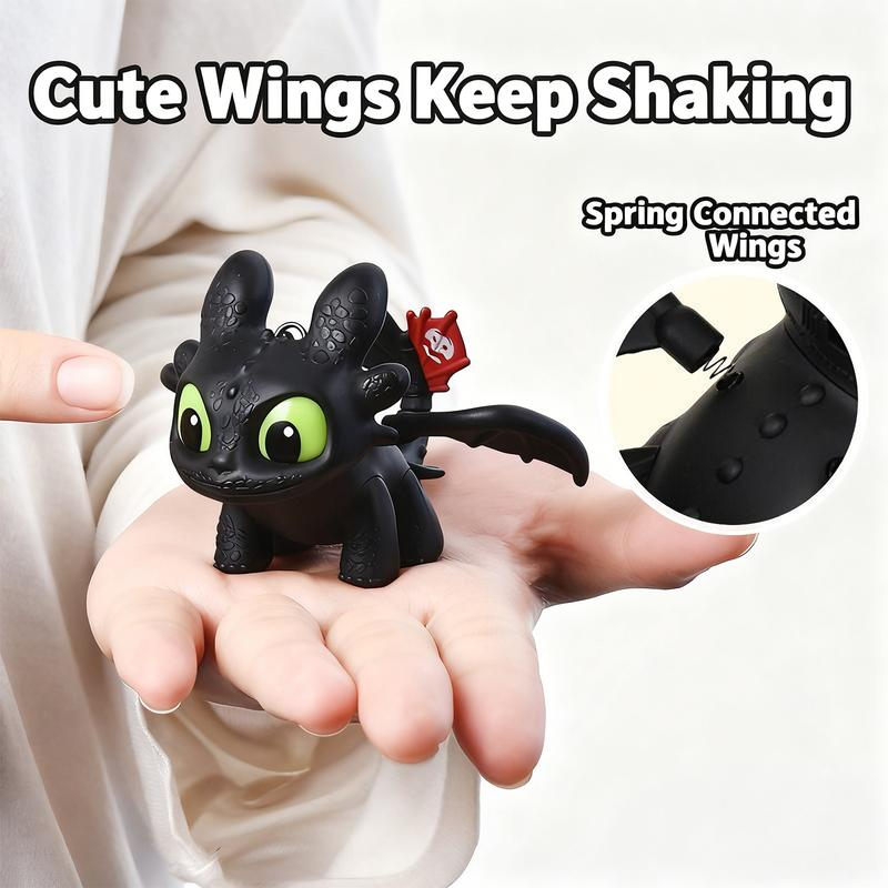 DIYCOM How to Train Your Dragon Night Fury Dragon Keychain Glow in the Dark Mini Dragon Pendant with Moving Wings Trendy Bag Charm Car Ornament Keychain Gift Christmas Gift Birthday Peripheral
