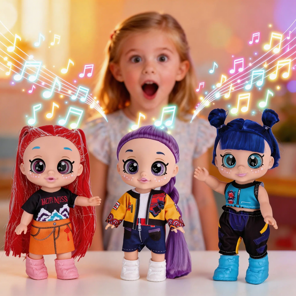 Kpop Anime Action Figure Dolls, Rumi Mira Zoey Idol Group Toys, 5D Shiny Eyes, Musical Jointed, Fan Collection & Kids Gift, 7/10/13 Inch