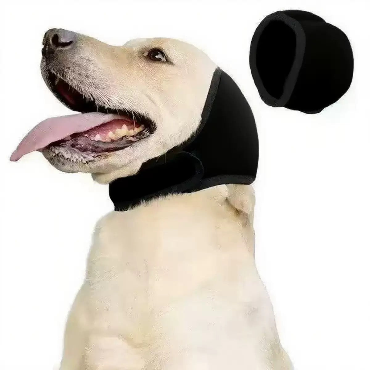 Soft Dog Noise-Reducing Ear Cover, Adjustable Calming Hood for Fireworks, Thunder & Grooming, Flexible Ear Wrap with Hook-and-Loop Closure for Small Medium Large Dogs