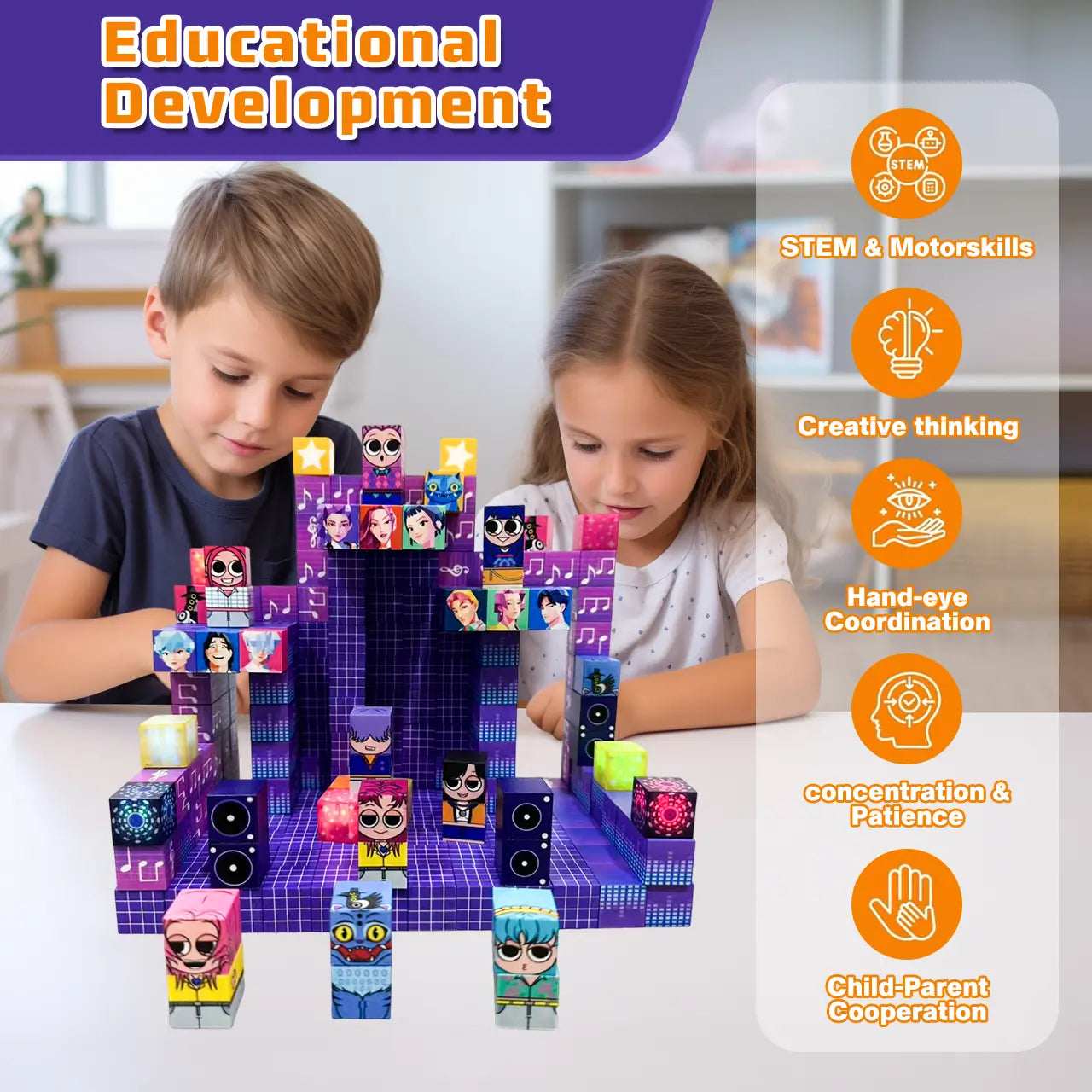KPOP Hunter Girls Anime Building Blocks with 5 Light-up LED Pieces