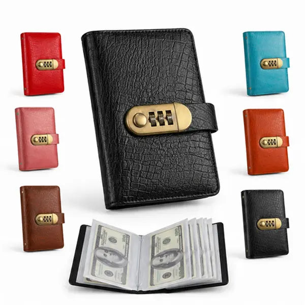 100-Pocket Banknote Collection Album with Combination Lock, Currency Binder with Clear Sleeves