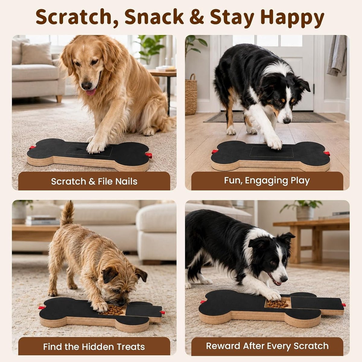 Dog Nail Scratch Board with Treat Box & Drawer, Dog Nail Scratch Non-Slip for Large Dog