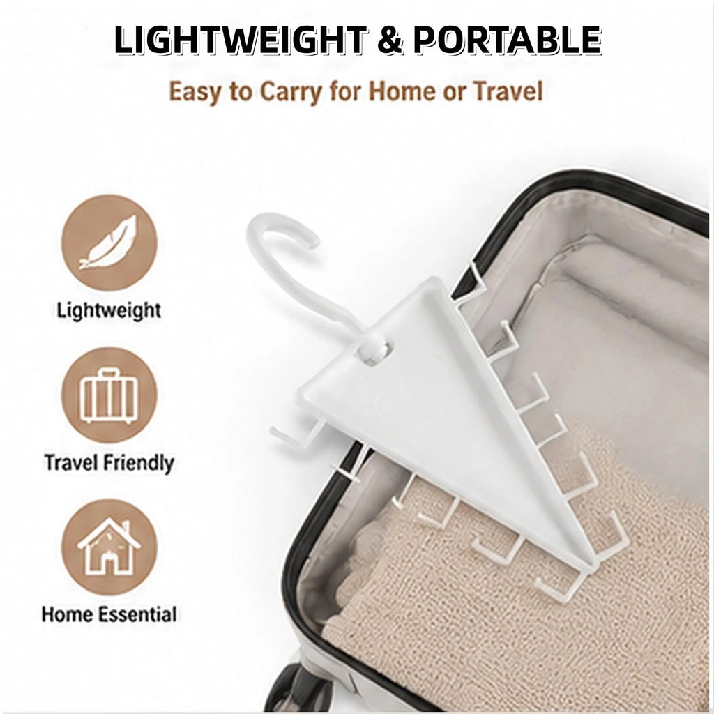 Lightweight white closet organizer packed in a suitcase for travel
