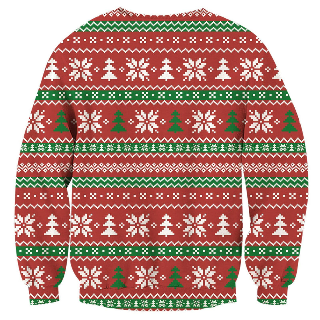 Cheeky Christmas Sweatshirt for Adults, Funny Holiday Crewneck Long Sleeve Pullover, Novelty Xmas Party Shirt with Printed Neckline Illusion