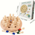 Educational Wooden Memory Chess Puzzle 17cm Diameter 4cm Height 36 Pieces Family Strategy Board Game for Brain Training & Holiday Gifting