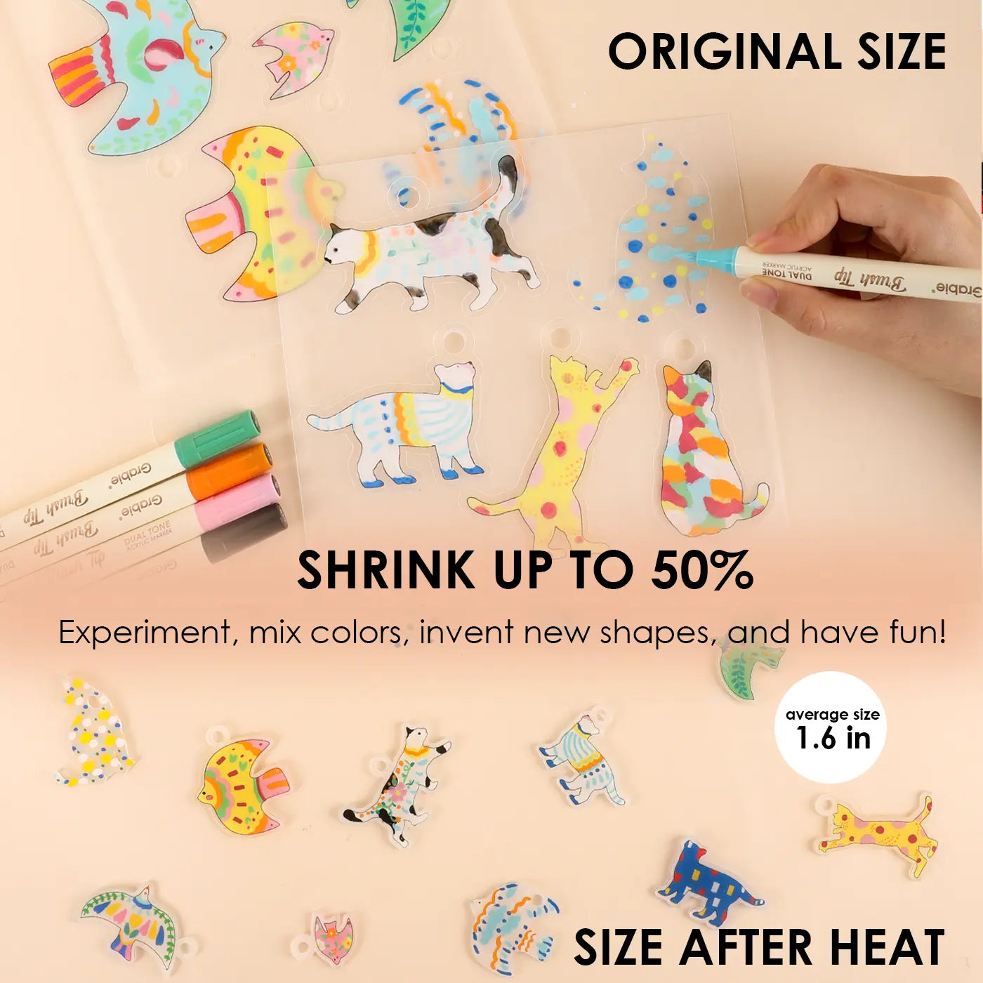 Grabie Shrink to Sparkles Craft Kit, Shrinky Dinks, Retro Style, Vintage Style