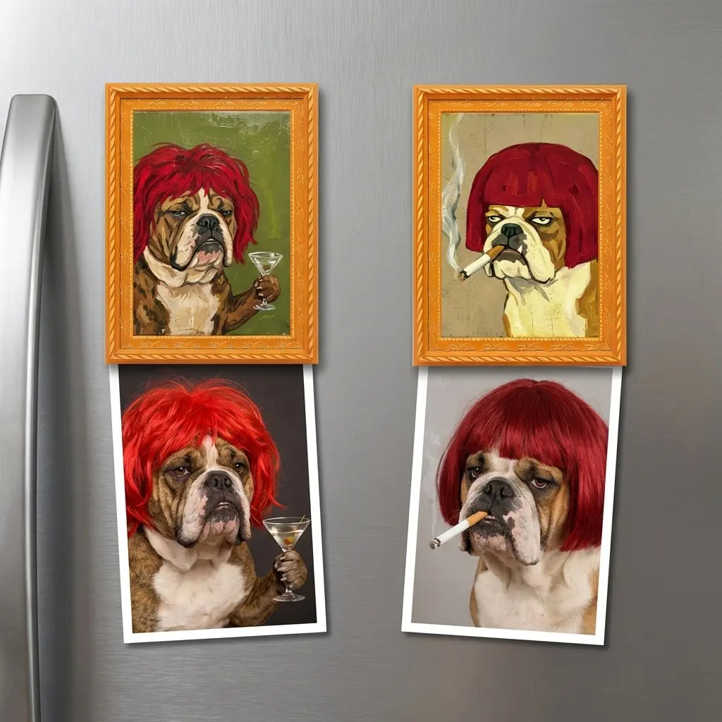 Funny Vintage Art Frame Fridge Magnets - Quirky Animal Portraits for Home & Office