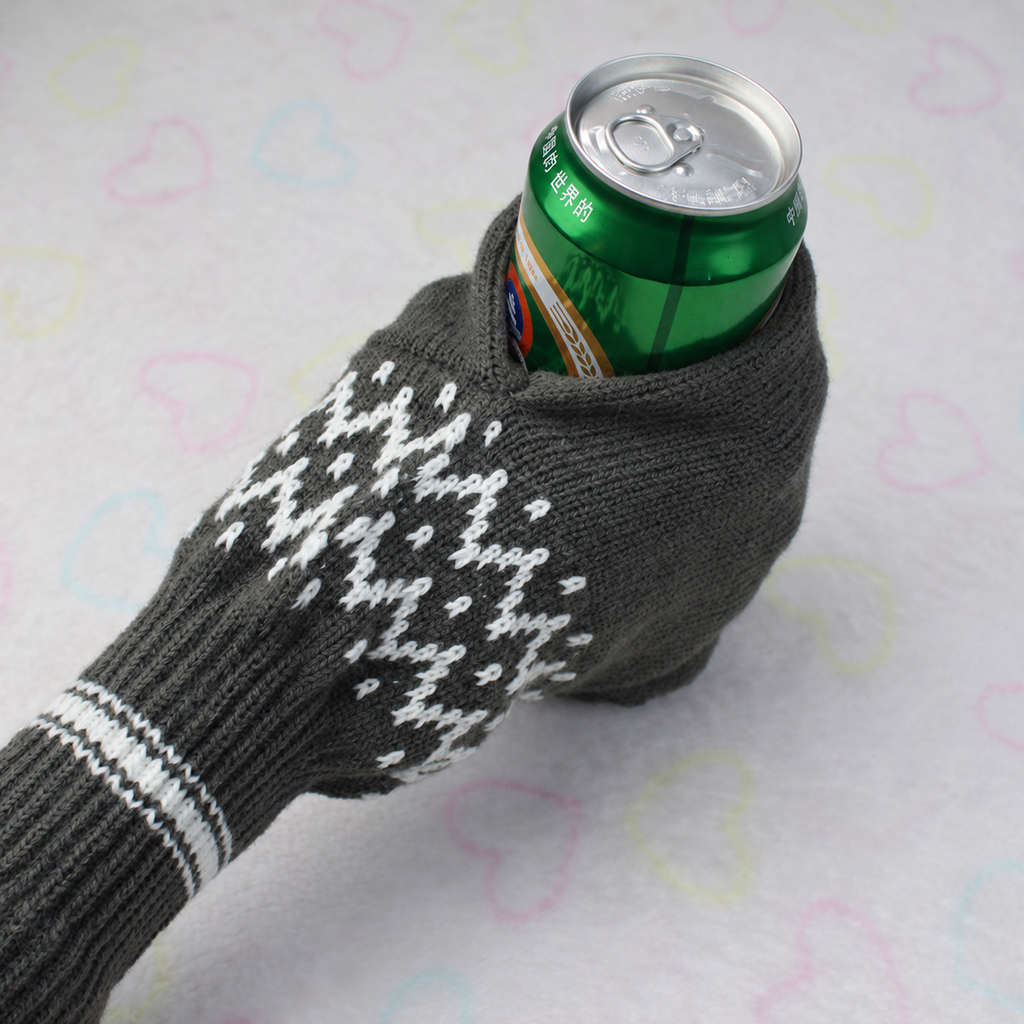 Knitted Beer Glove – Striped Warm Bottle Holder Mitten